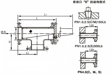 正折流式T型過濾器結構示意圖